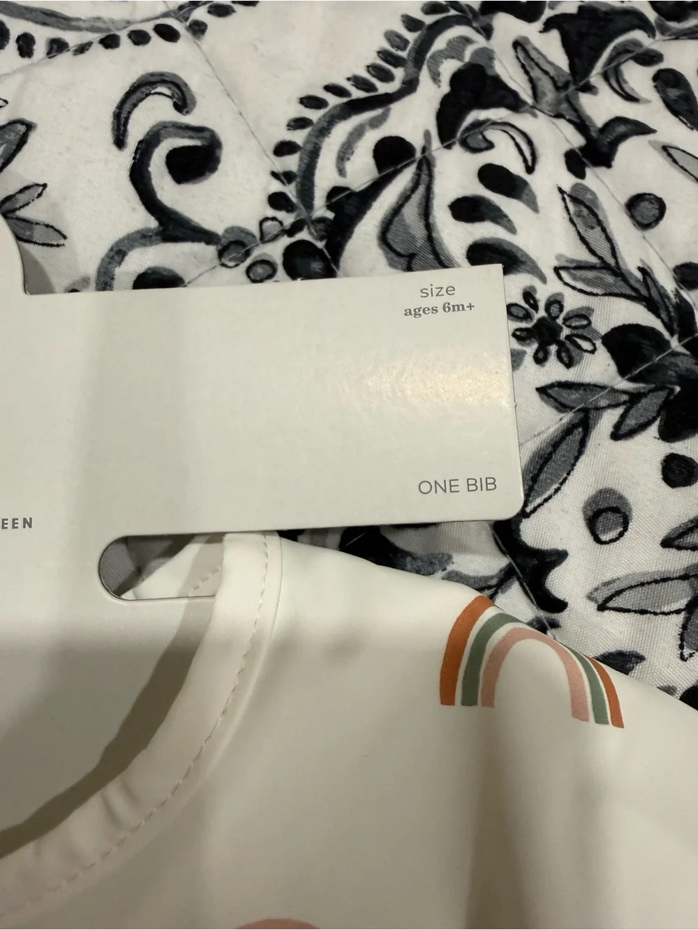 cloud island Cream Long-Sleeve Bib with Rainbow Print